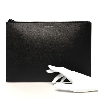 Saint Laurent Grain De Poudre Zipped Tablet Holder Black 2 of 10