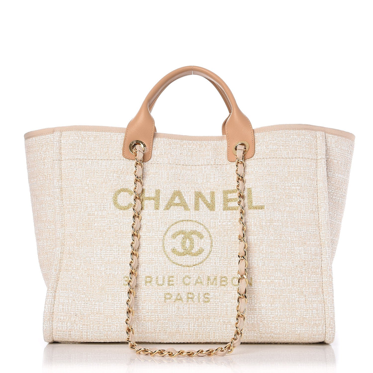 Chanel Canvas Large Deauville Tote Light Beige 1 of 7