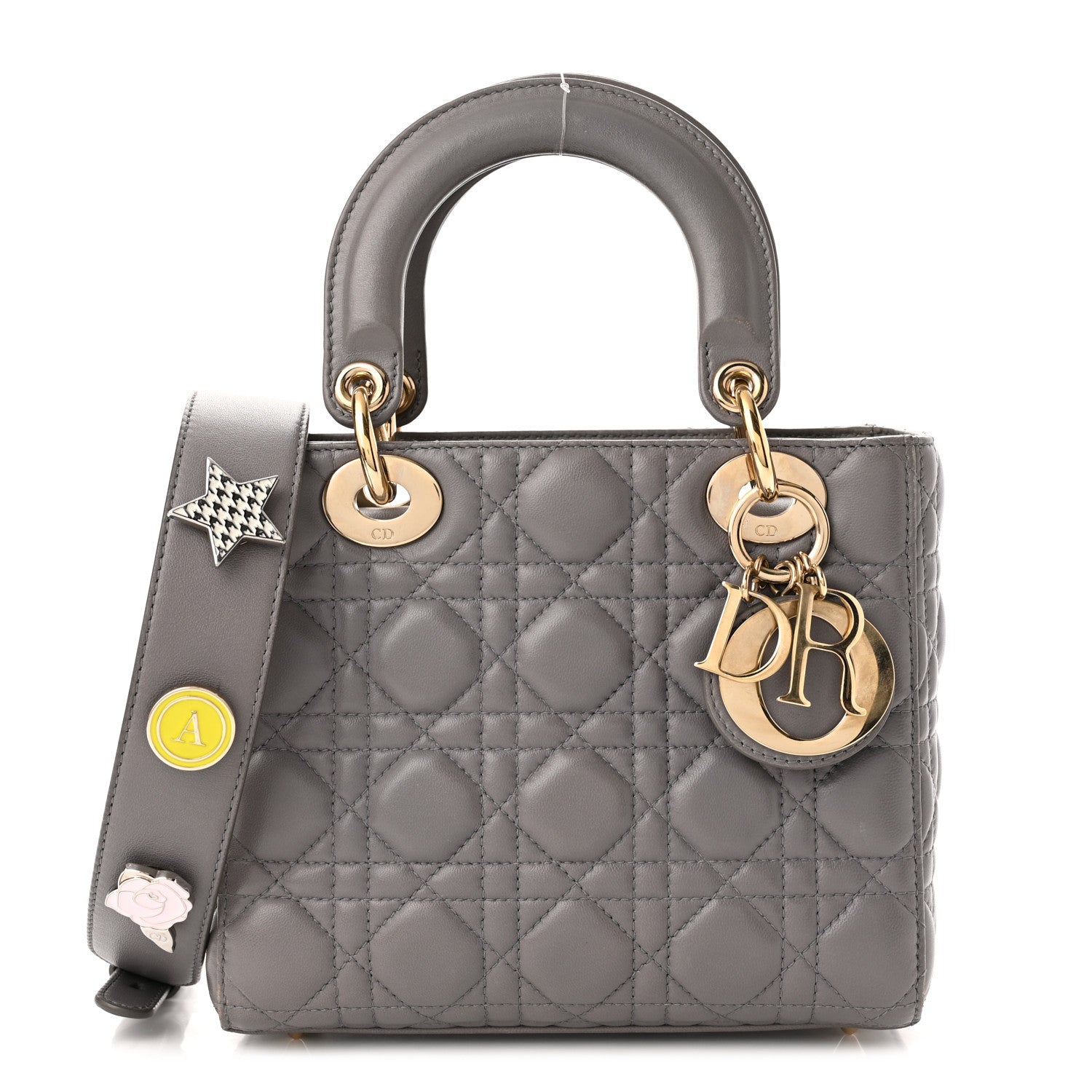 Christian Dior Lambskin Cannage Small Lucky Badges My Lady Dior Grey 1 of 11