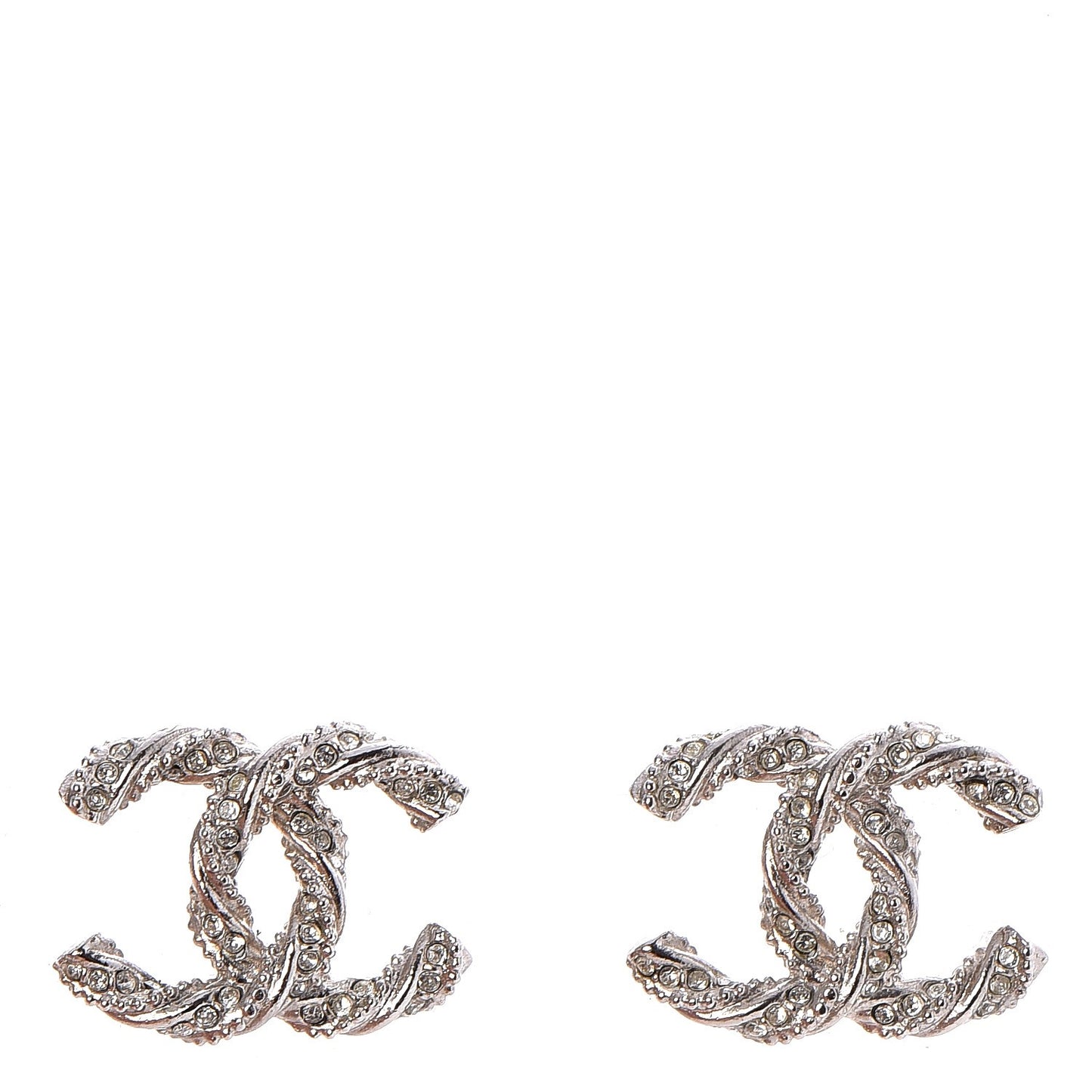 Crystal CC Twisted Earrings Silver