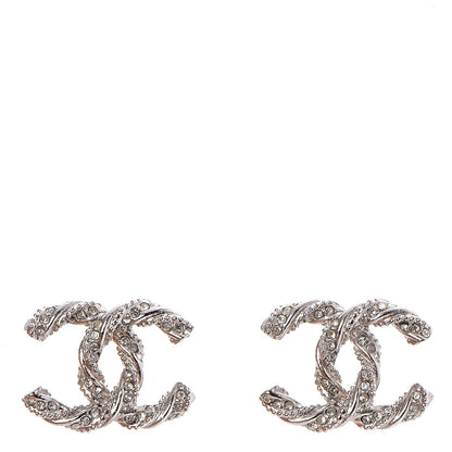 Chanel Crystal CC Twisted Earrings Silver 1 of 3