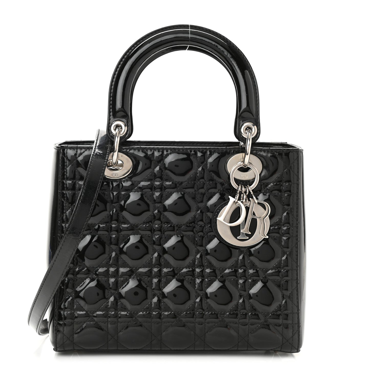 Patent Cannage Medium Lady Dior Black