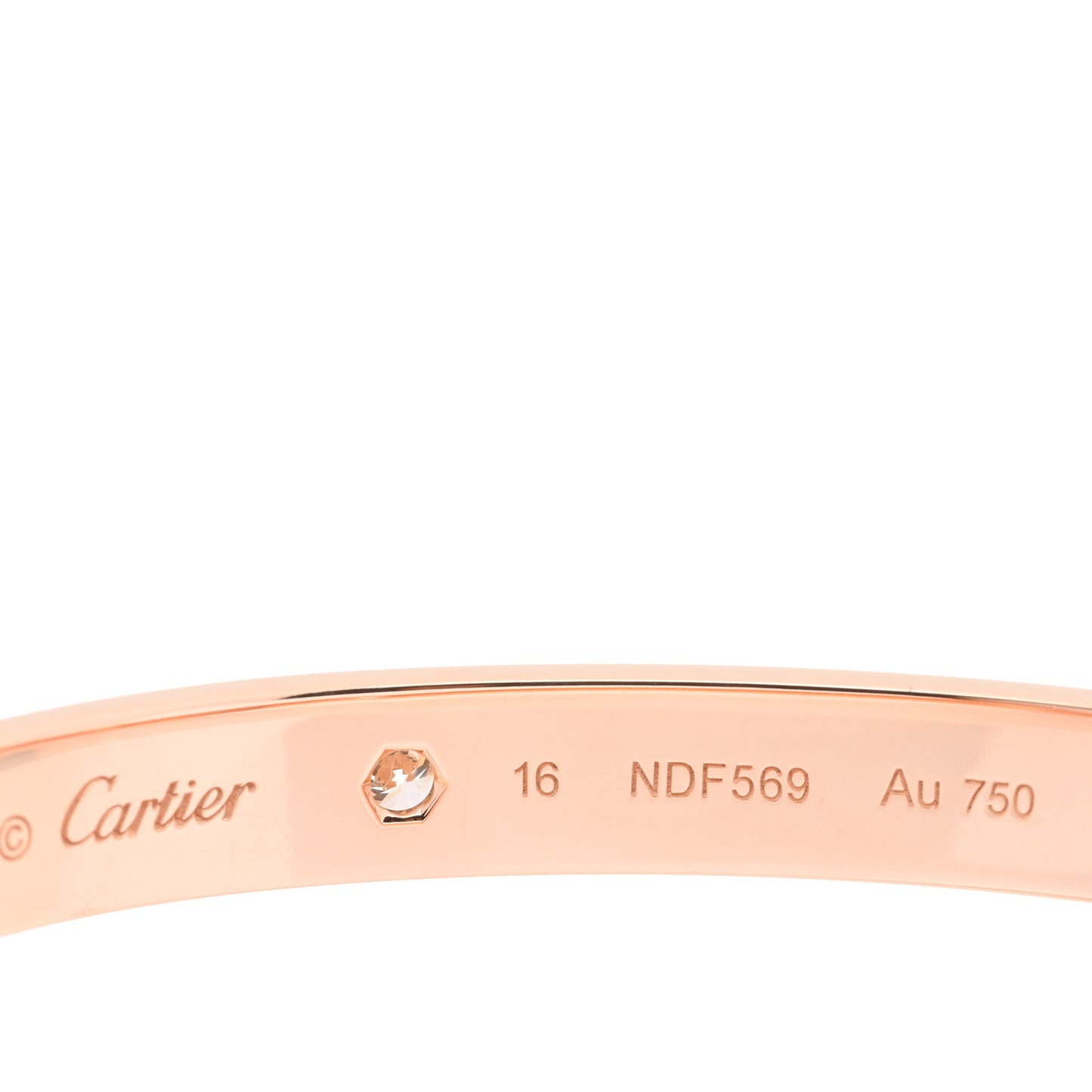 18K Pink Gold 4 Diamond LOVE Bracelet 16