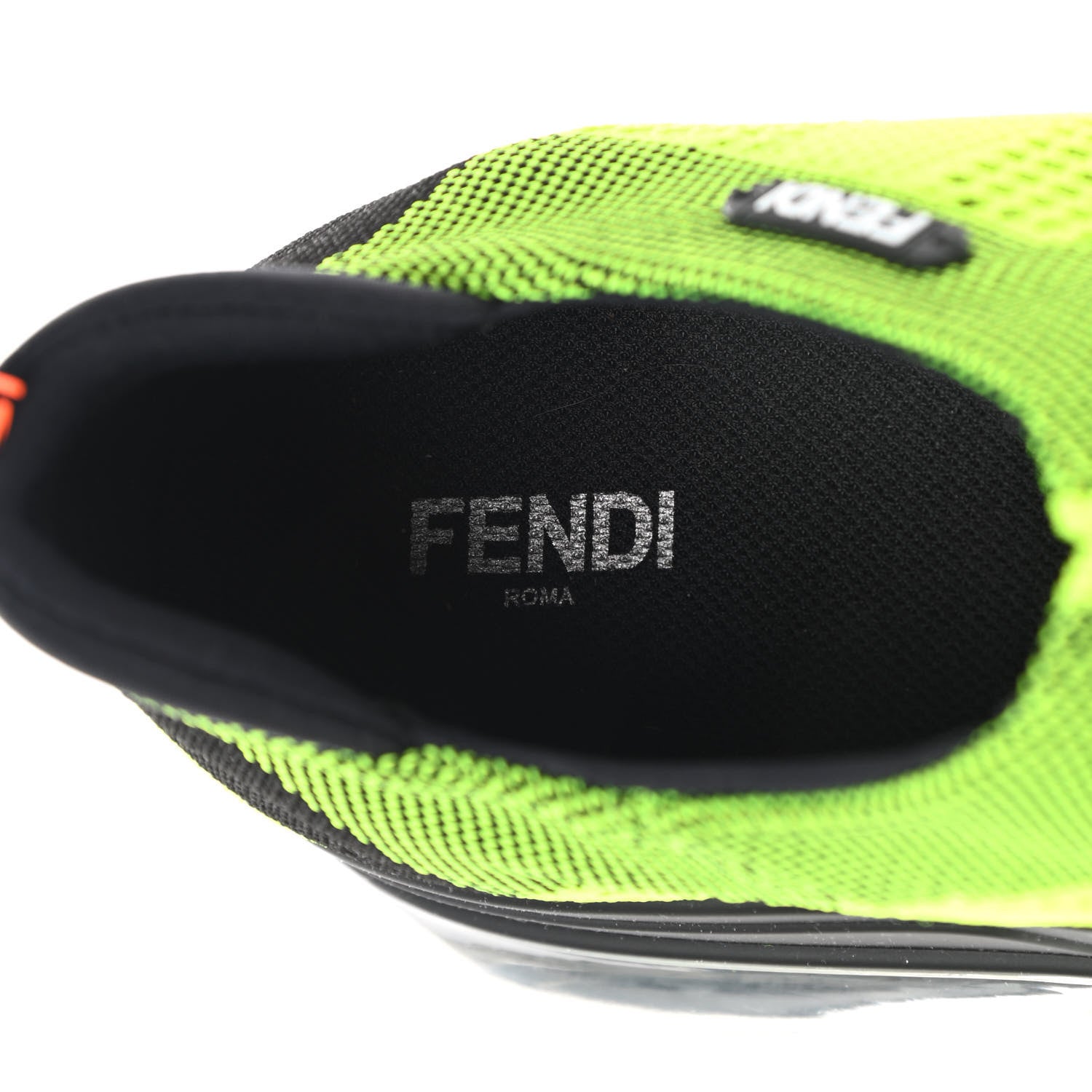 Fendi Jersey Vitello Mens Low Top Sneakers 10 Black Giallo Fluo 7 of 7