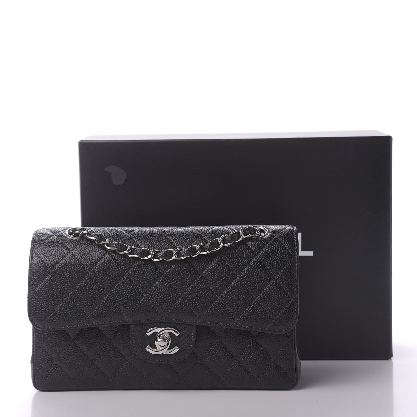 Caviar Quilted Small Double Flap Black