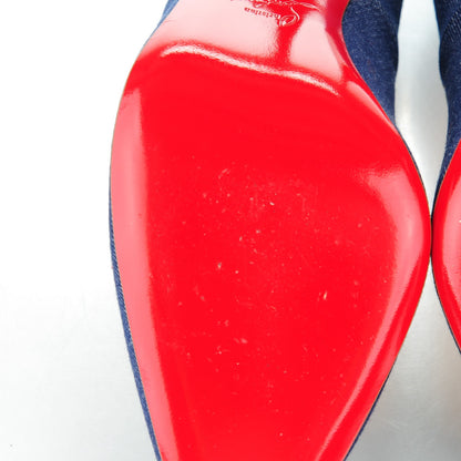 Christian Louboutin Denim Jazz Calf So Kate 120 Pumps 38.5 Blue White 6 of 9