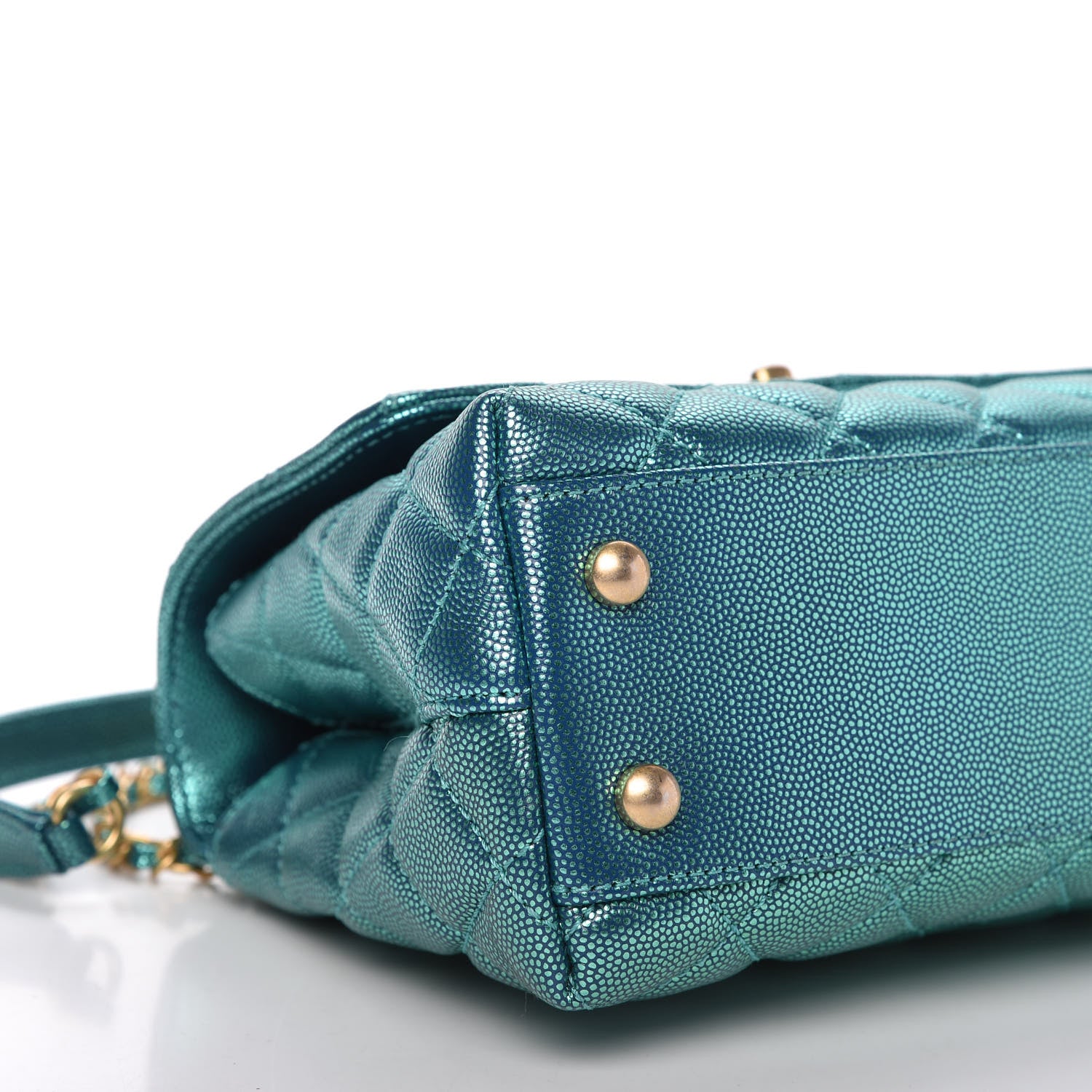 Chanel Metallic Caviar Quilted Mini Coco Handle Flap Blue 6 of 10