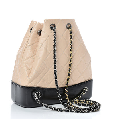 Chanel Aged Calfskin Quilted Small Gabrielle Backpack Beige Black 2 of 10