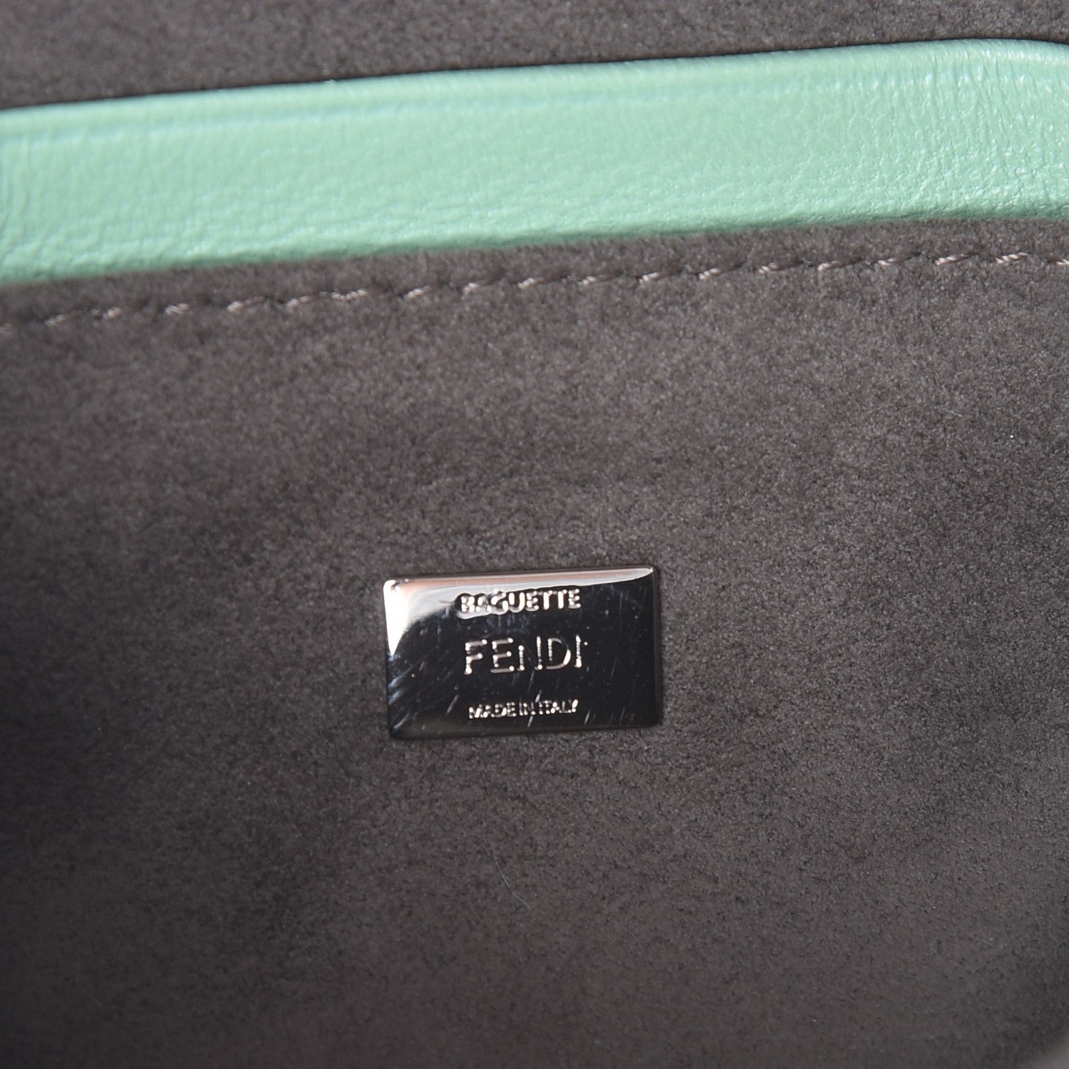 Fendi Nappa Rabbit Fox Fur Micro Buggie Baguette Verde Acqua 9 of 12