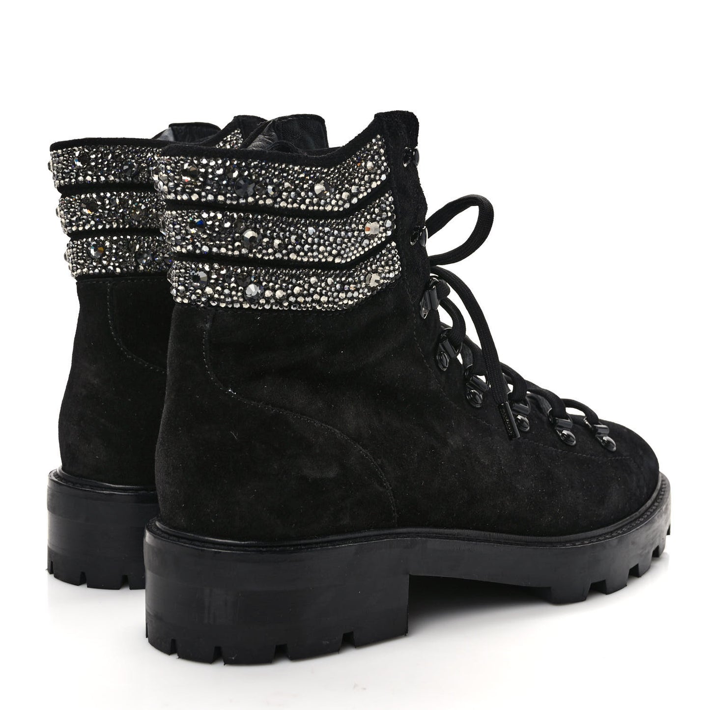 Suede Swarovski Crystal Womens Eshe Flat Boots 41 Black