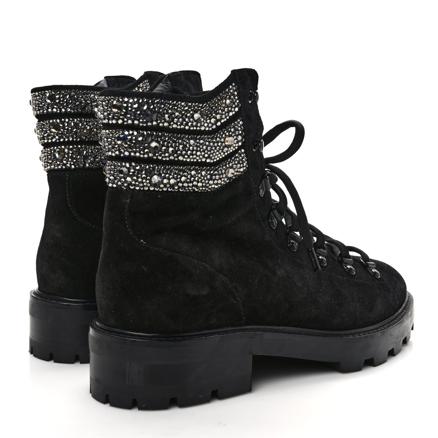 Jimmy Choo Suede Swarovski Crystal Womens Eshe Flat Boots 41 Black 4 of 7