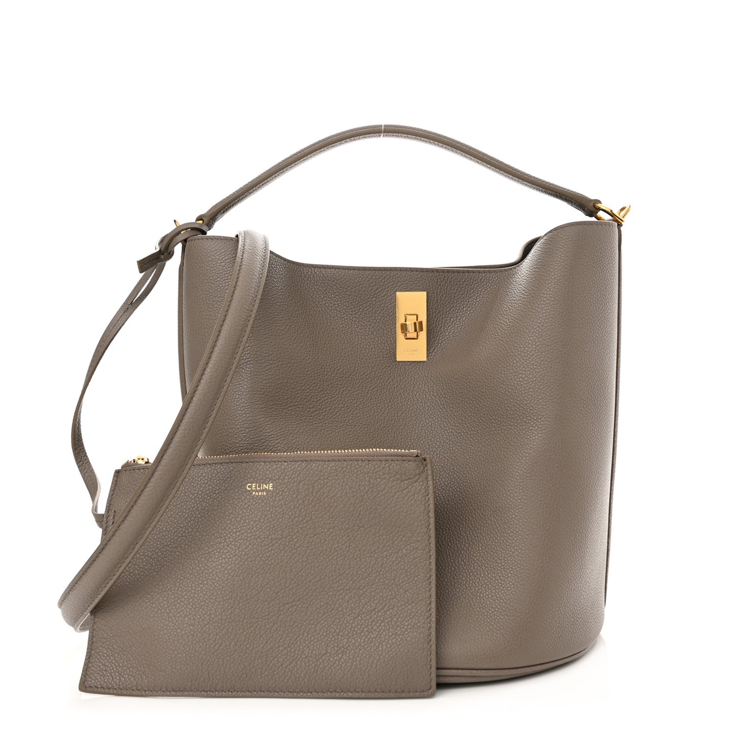Supple Grained Calfskin Bucket 16 Bag Pebble