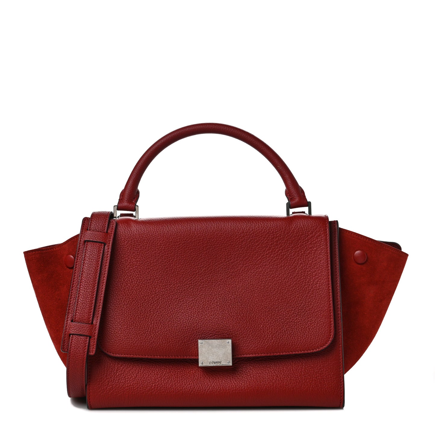 Drummed Calfskin Suede Small Trapeze Merlot