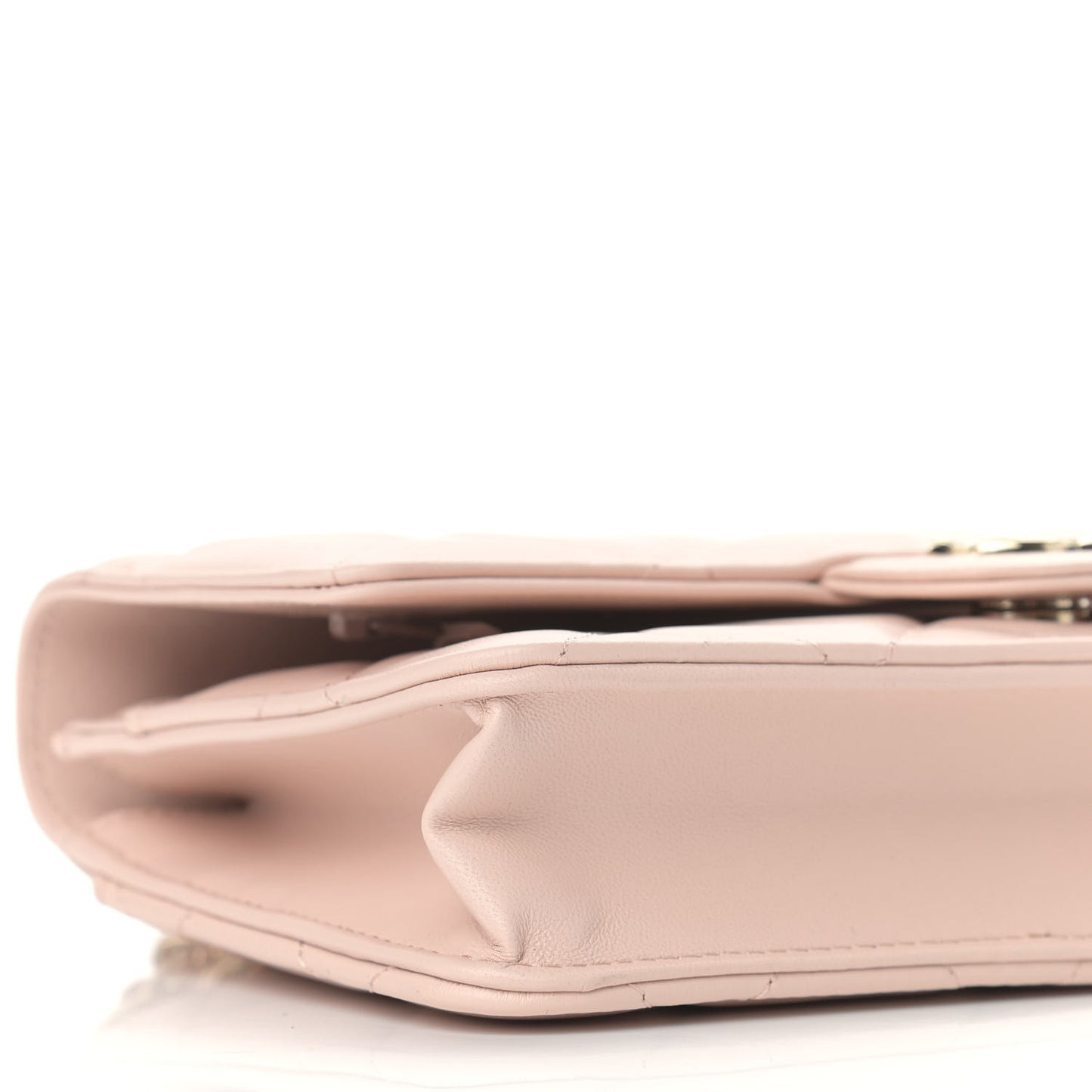 Lambskin Plexi Quilted Wallet On Chain WOC Light Beige