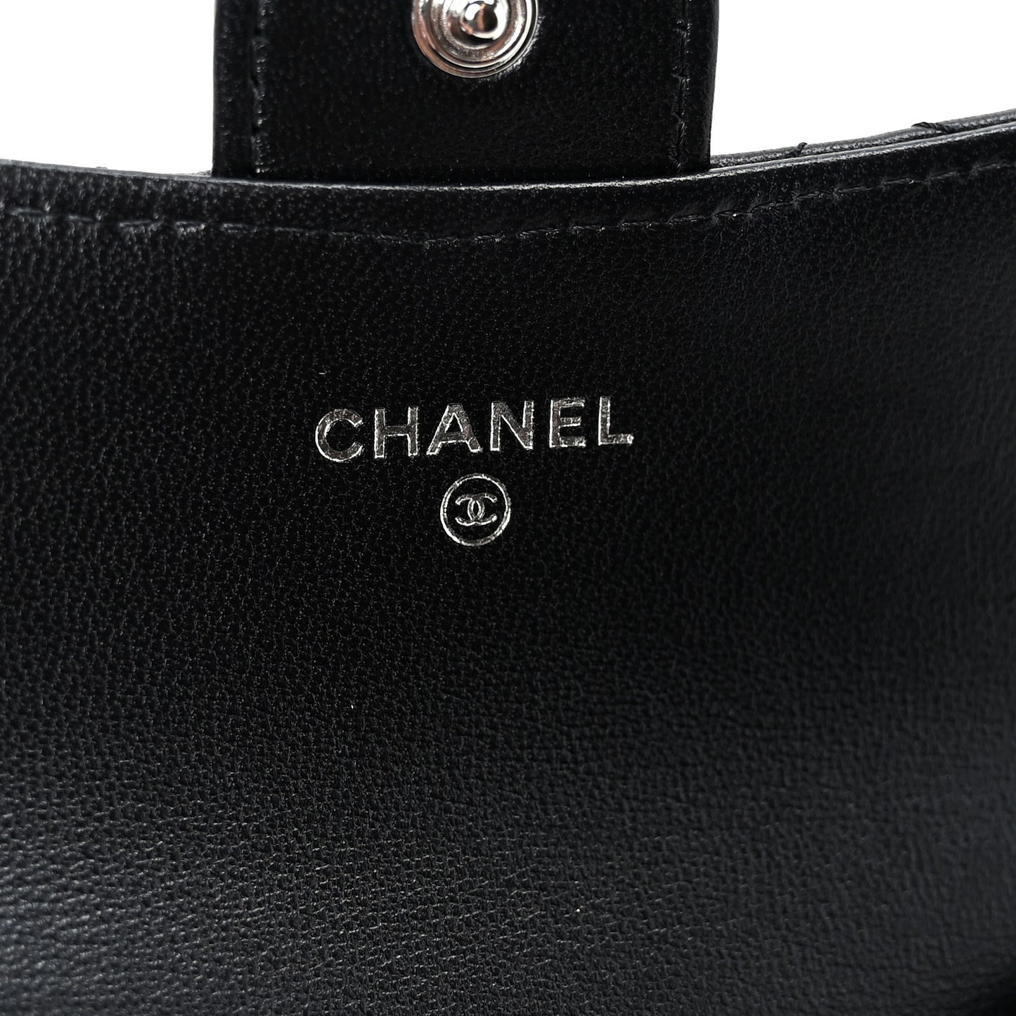Lambskin Quilted Flap Card Holder Wallet So Black