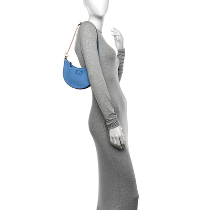 Valentino Garavani Grainy Calfskin Mini Vlogo Hobo Bag Blue 2 of 10