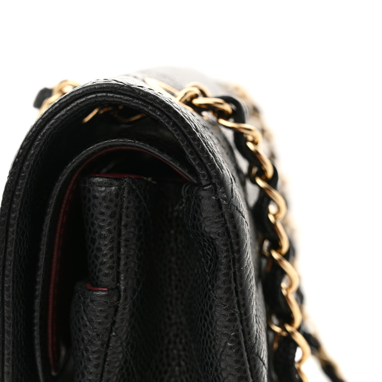 Caviar Quilted Medium Double Flap Black