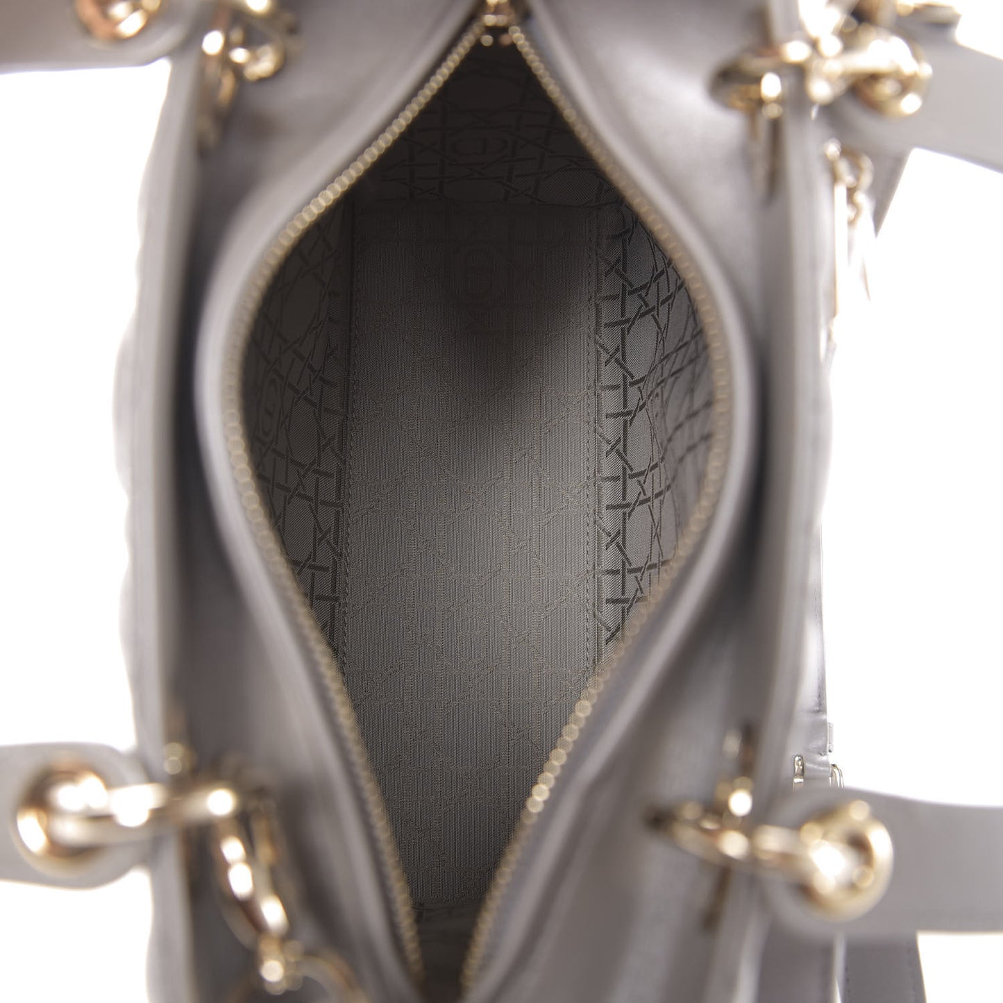 Pearly Lambskin Cannage Medium Lady Dior Grey
