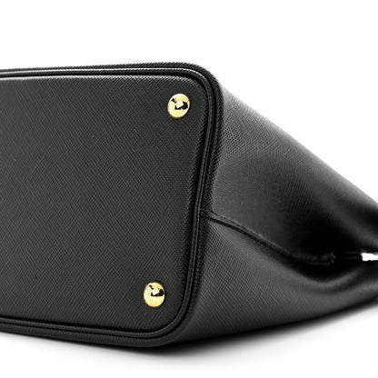 Prada Saffiano Cuir Small Double Bag Black Fuoco 10 of 10