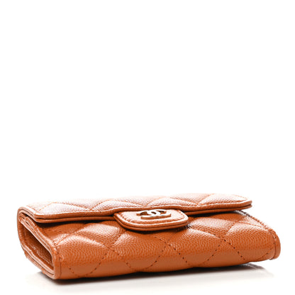 Chanel Caviar Quilted Flap Card Holder Wallet Light Brown 4 of 9