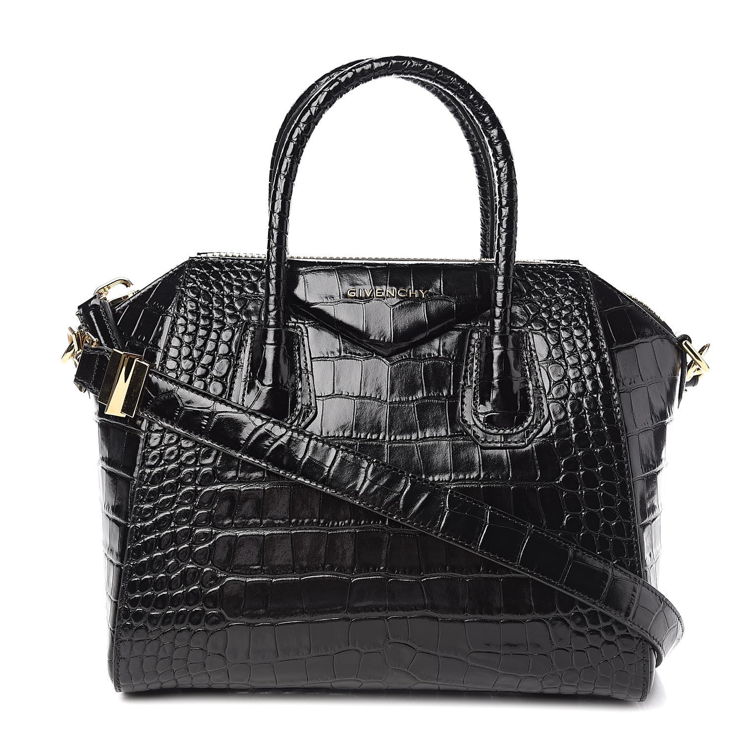 Givenchy Calfskin Crocodile Embossed Small Antigona Black 1 of 10