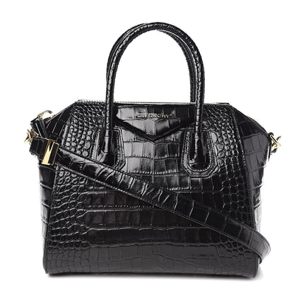 Givenchy Calfskin Crocodile Embossed Small Antigona Black 1 of 10