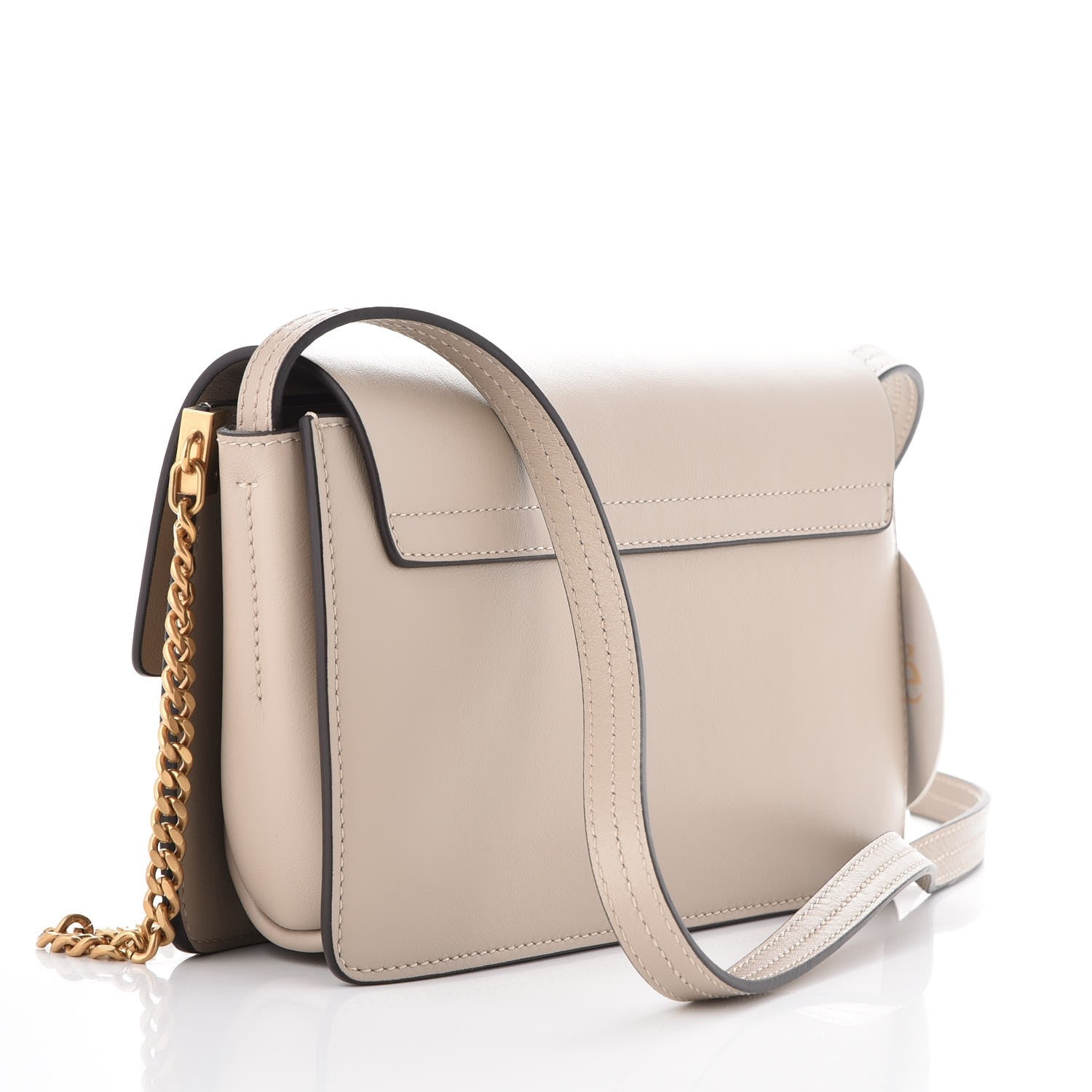 Chloe Suede Calfskin Studded Small Faye Shoulder Bag Pastel Grey 3 of 7