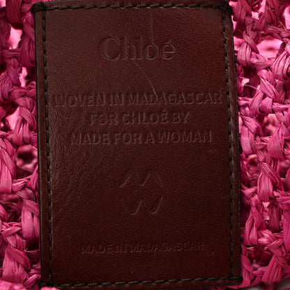 Chloe Raffia Summer Banana Tote Fuchsia Rose 6 of 9
