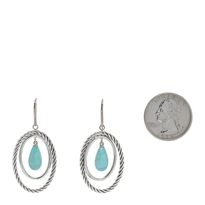 David Yurman Sterling Silver Turquoise Oval Drop Earrings 2 of 4