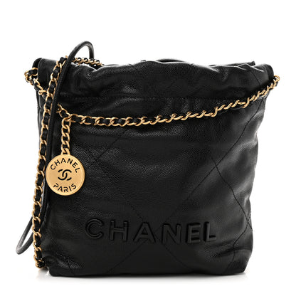 Chanel Shiny Caviar Quilted Monochrome Mini Chanel 22 Black 1 of 11