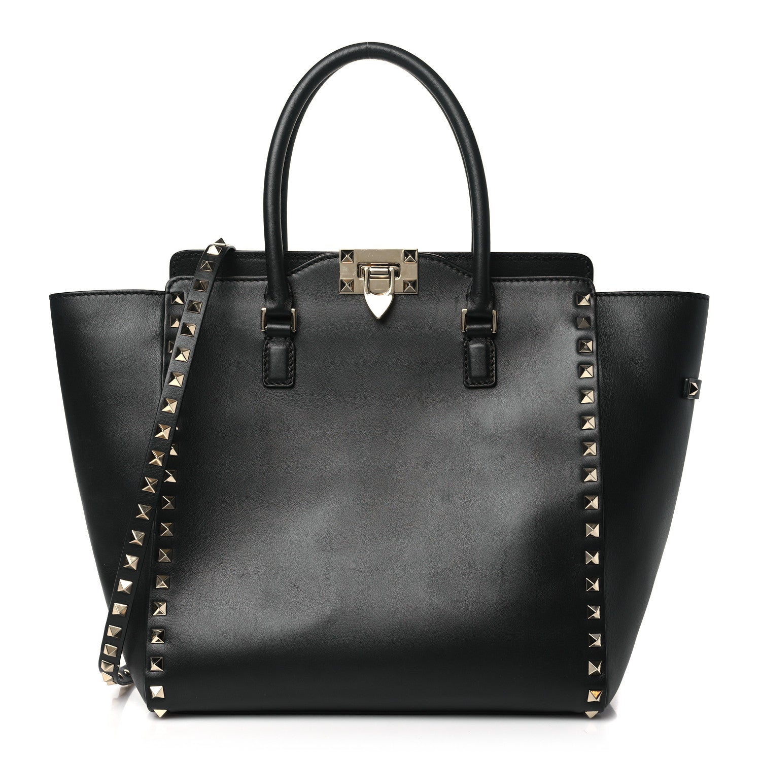 Valentino Garavani Calfskin Small Rockstud Tote Black 1 of 9