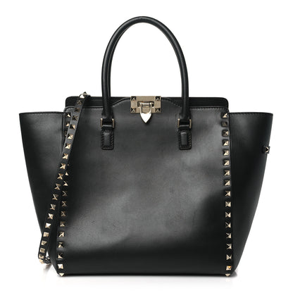 Valentino Garavani Calfskin Small Rockstud Tote Black 1 of 9