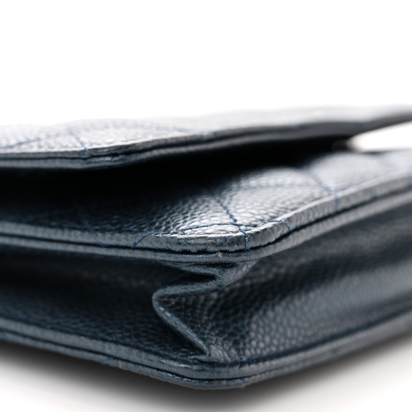 Caviar Quilted Wallet on Chain WOC Navy Blue