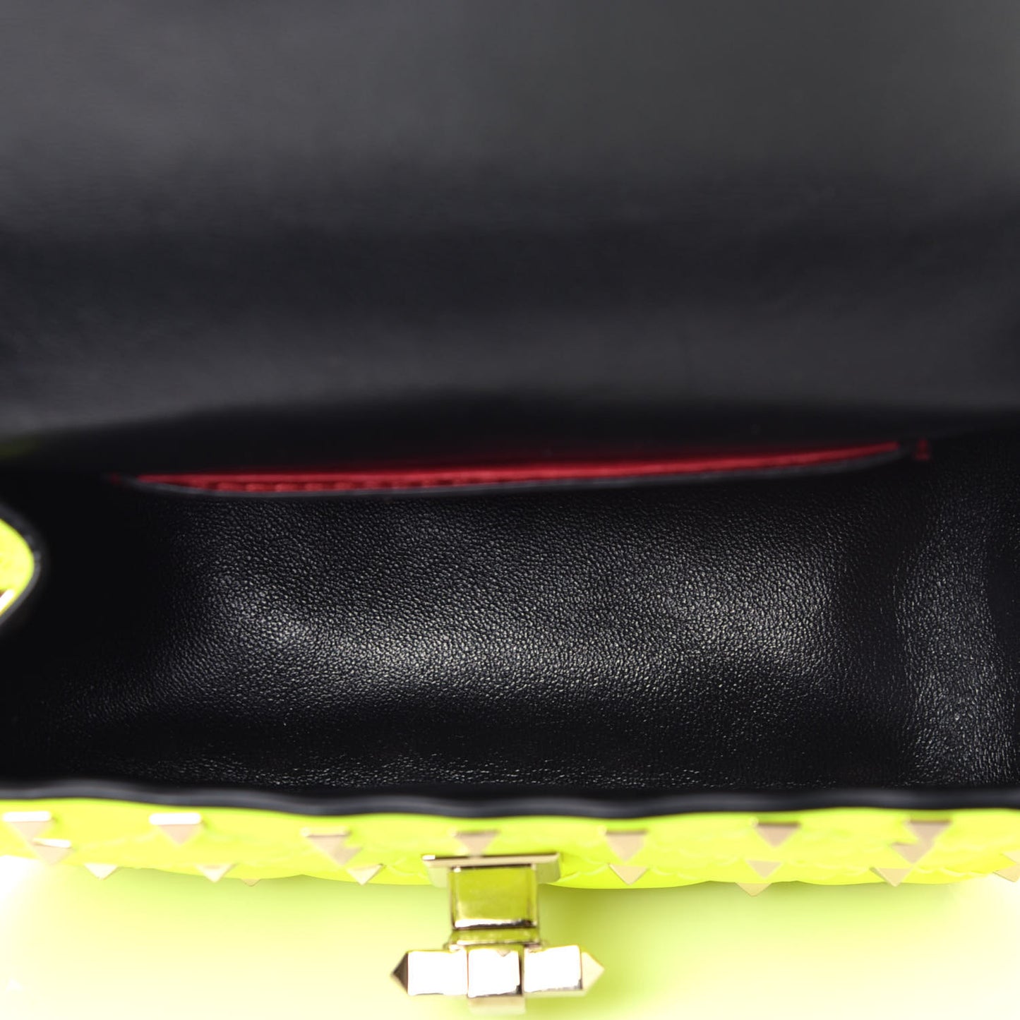 Calfskin Micro Rockstud Spike Shoulder Bag Lime