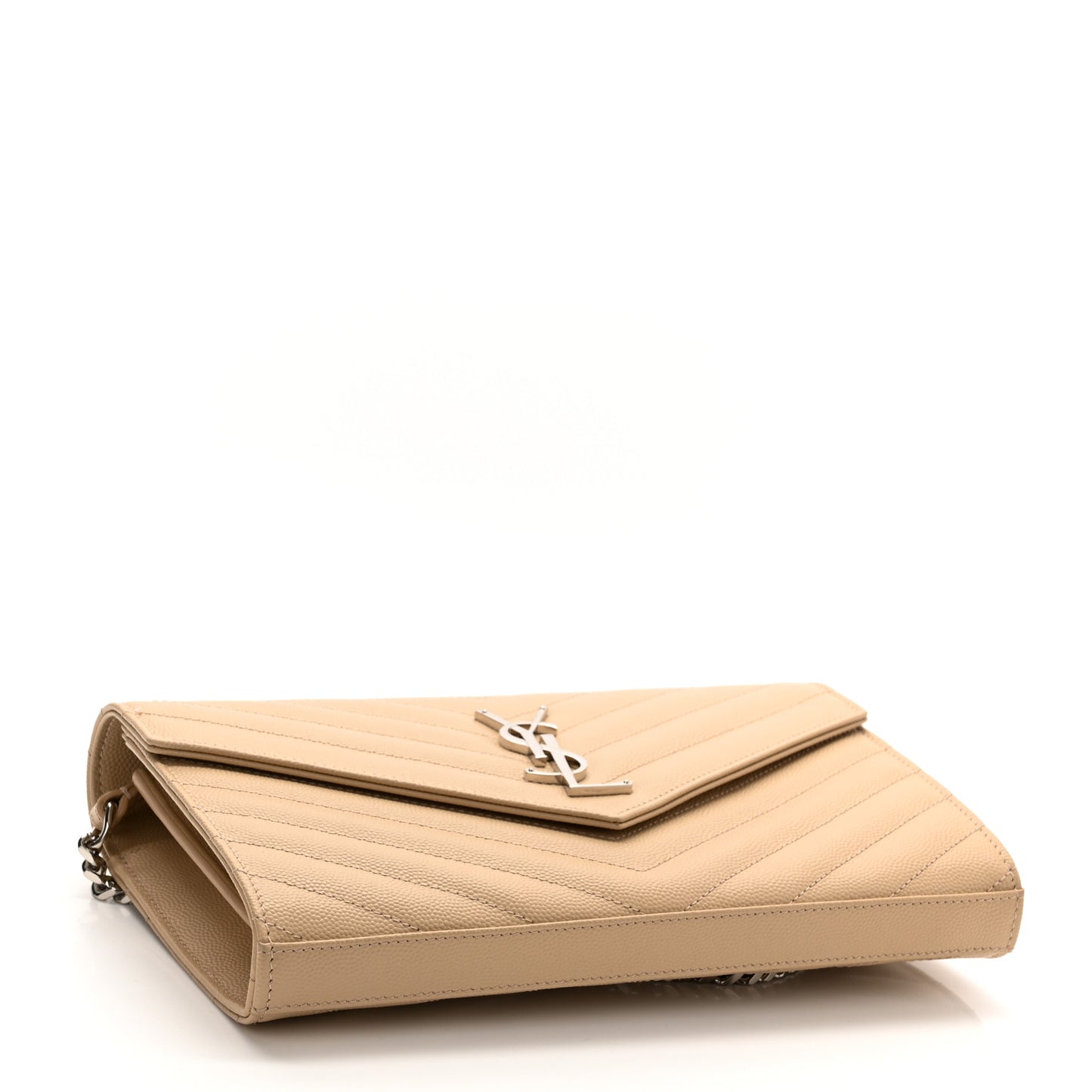 Grain De Poudre Matelasse Chevron Monogram Chain Wallet Nude Powder