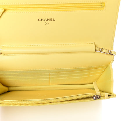 Chanel Lambskin Quilted Wallet on Chain WOC Yellow 4 of 7