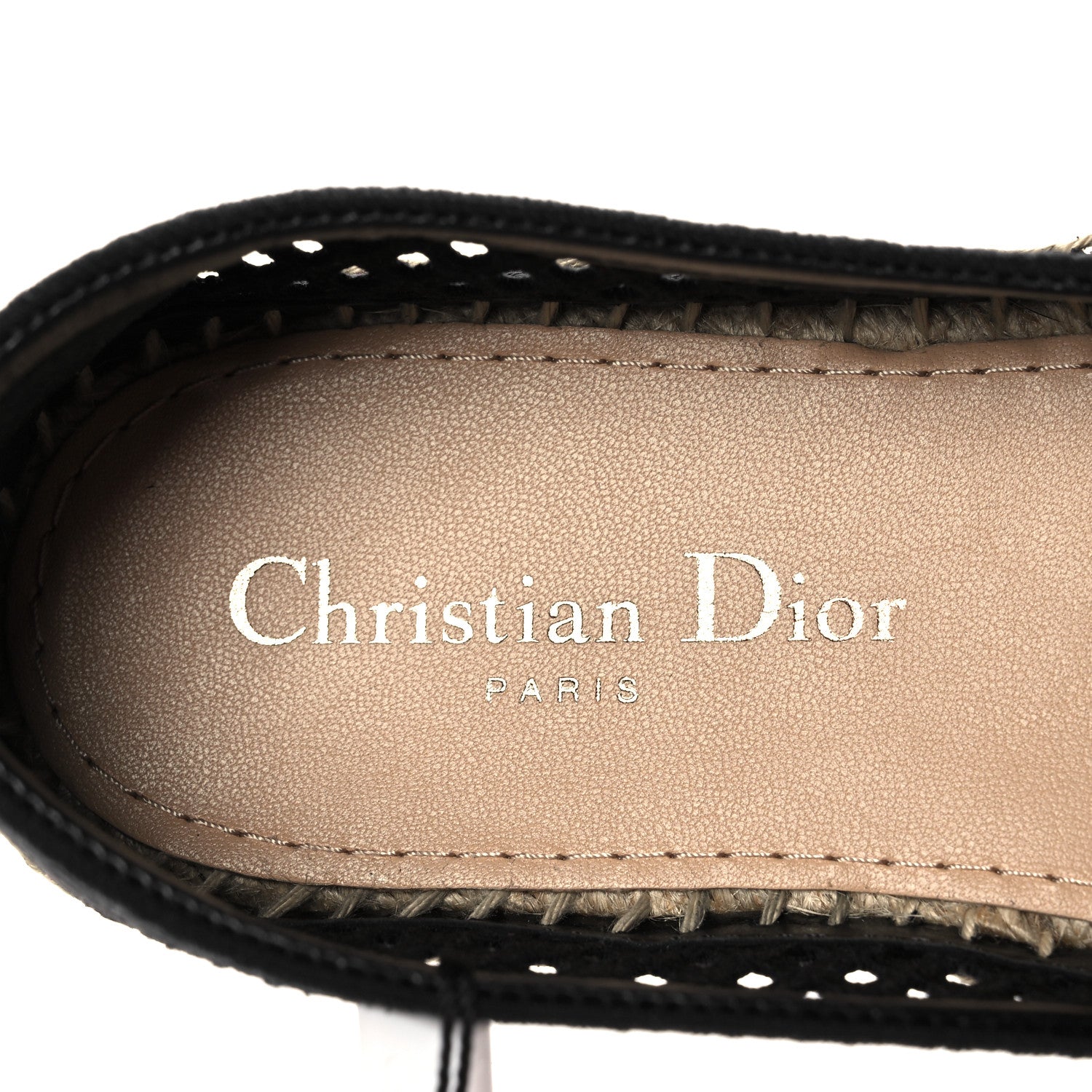 Christian Dior Canvas Embroidered Perforated Granville Espadrille 36.5 Black 7 of 9