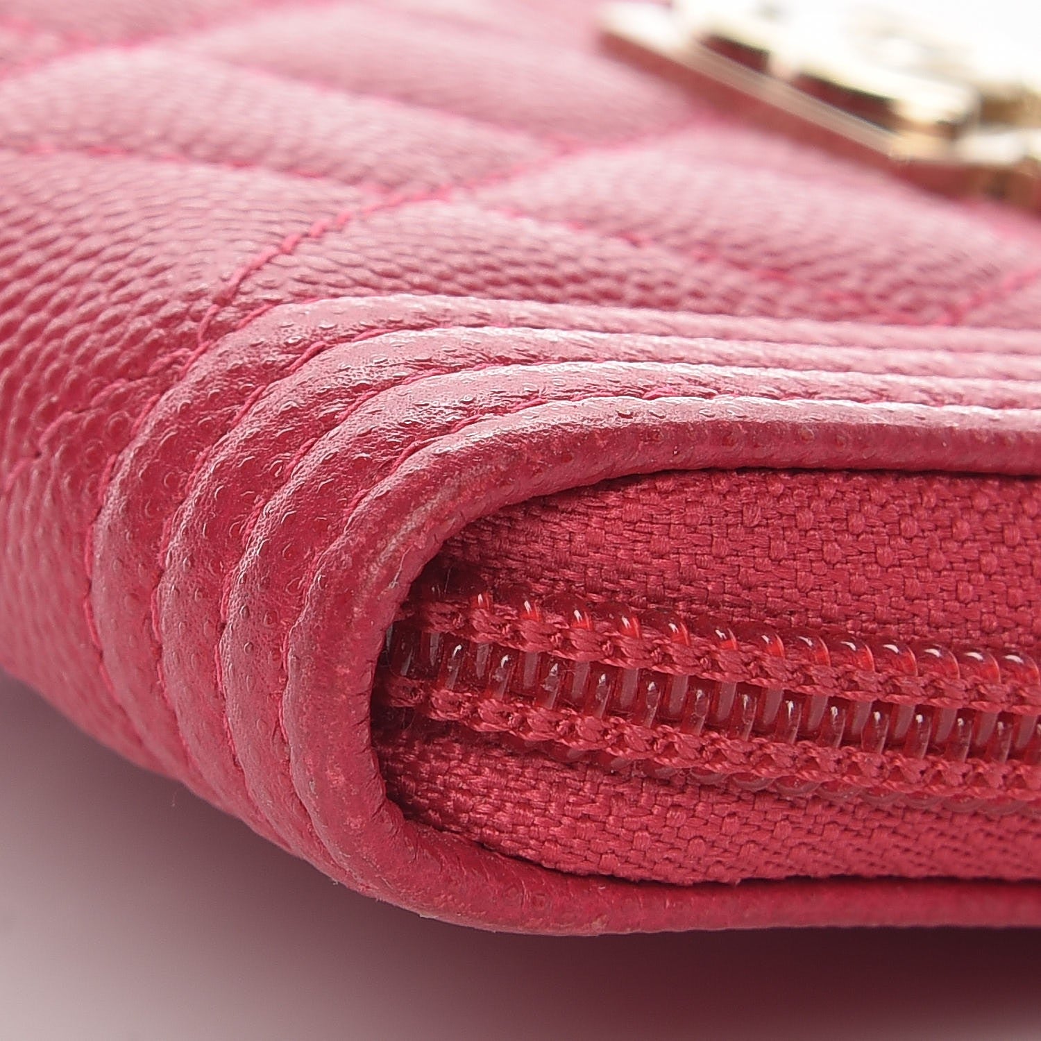 Chanel Caviar Quilted Boy Zip Around Coin Purse Wallet Fuchsia 9 of 12