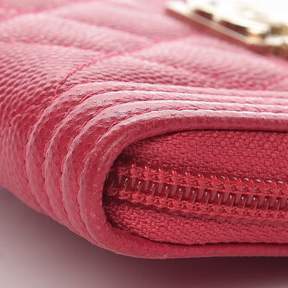 Chanel Caviar Quilted Boy Zip Around Coin Purse Wallet Fuchsia 9 of 12
