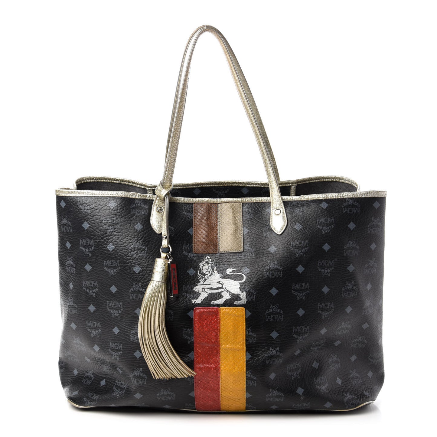 Visetos Striped Munich Lion Tote Black