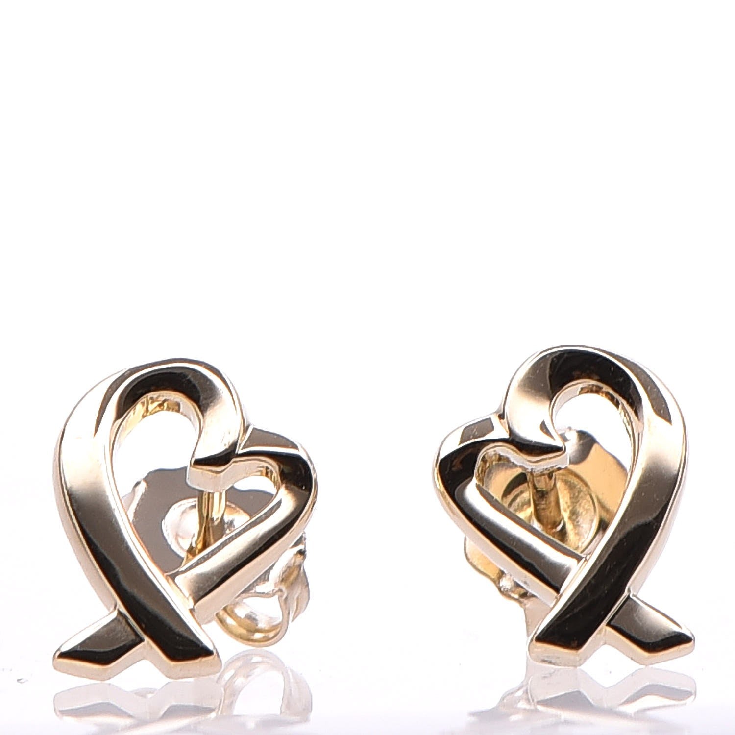 Tiffany 18K Yellow Gold Mini Paloma Picasso Loving Heart Earrings 1 of 4