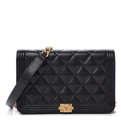 Chanel Caviar Quilted Boy Wallet On Chain WOC Black 1 of 12