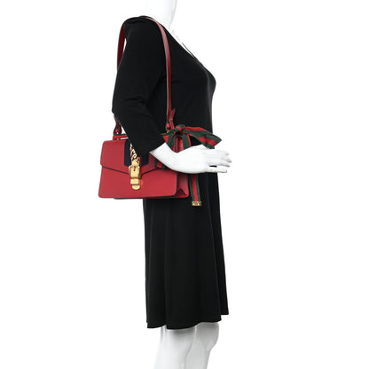 Gucci Calfskin Small Sylvie Shoulder Bag Hibiscus Red 2 of 10