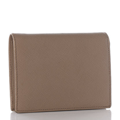 Prada Saffiano Metal Bi-Fold Wallet Naturale 2 of 9