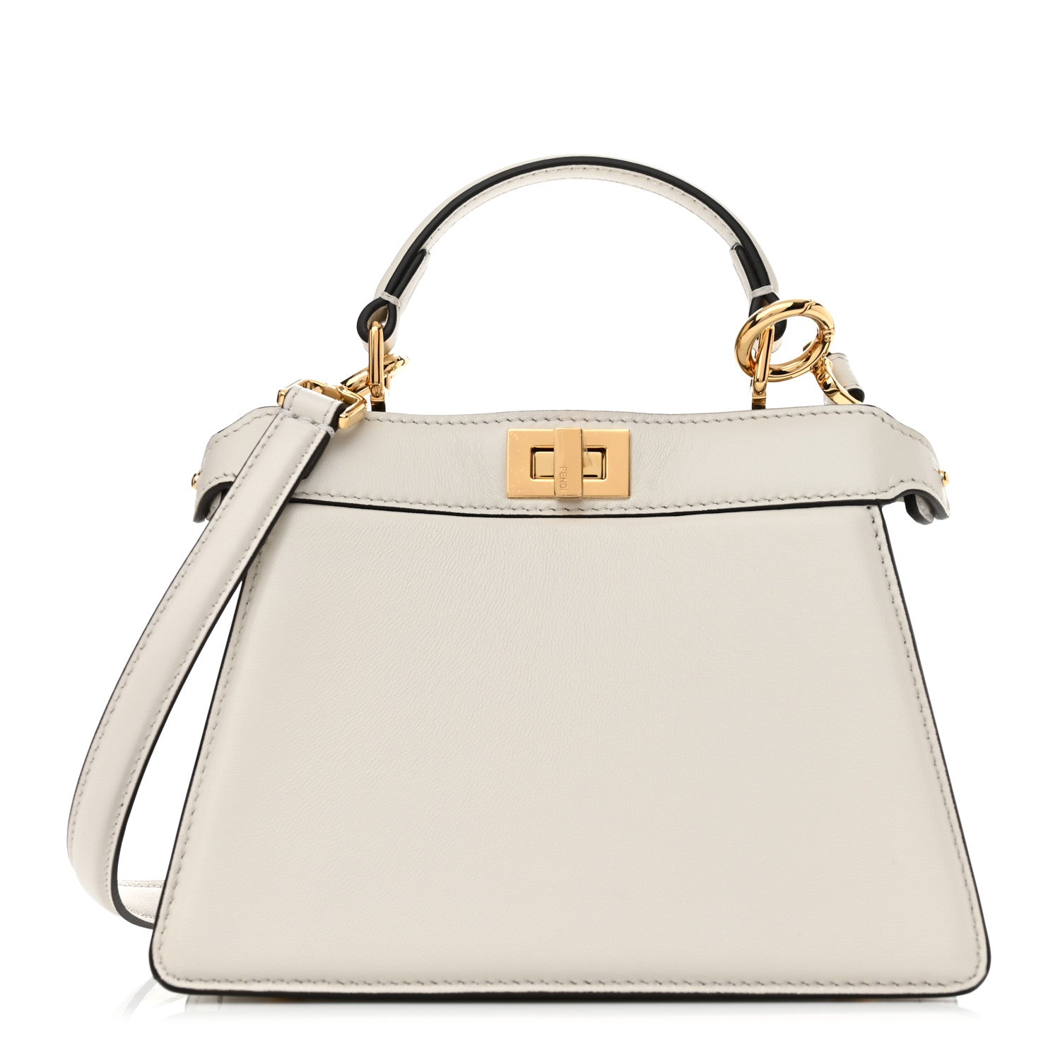 Fendi Shiny Nappa Petite Peekaboo I SEE U Satchel White 1 of 11