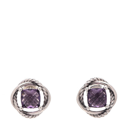 David Yurman Sterling Silver Amethyst 7mm Infinity Earrings 1 of 4