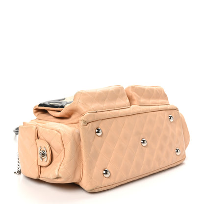 Chanel Calfskin Quilted Large Cambon Multipocket Reporter Beige Black 4 of 13