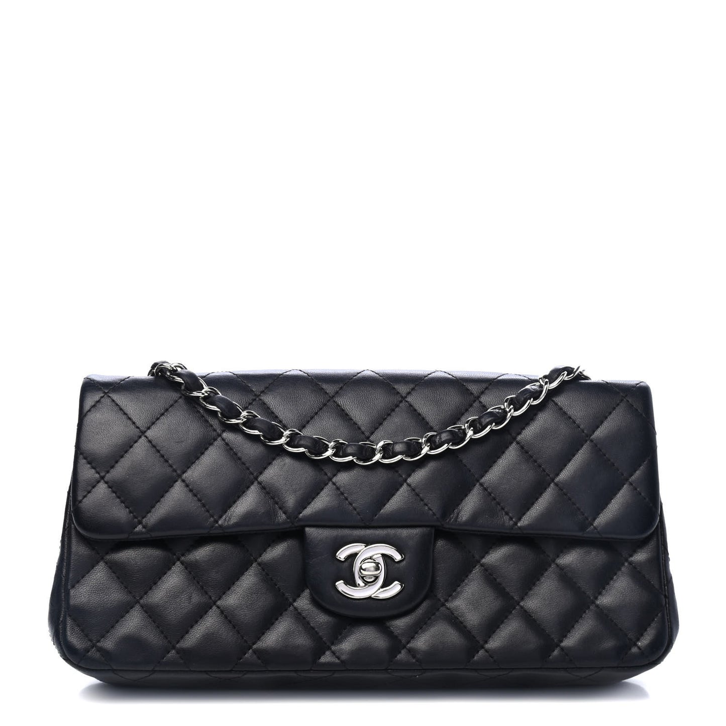 Lambskin Quilted East West Flap Black
