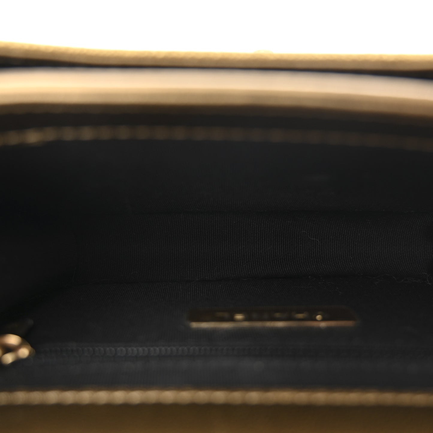 Metallic Calfskin Caviar Quilted Mini Chain Handle Flap Gold