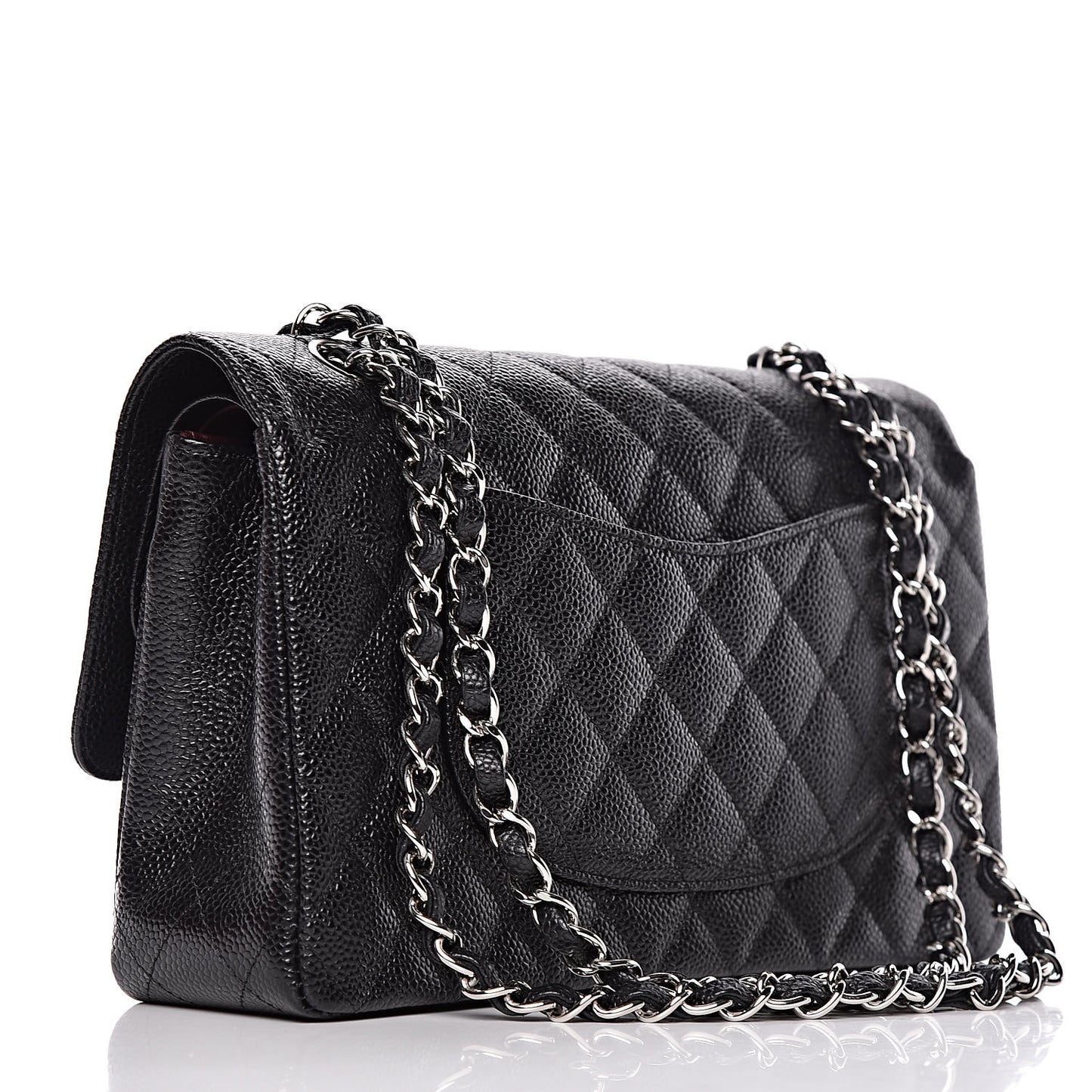 Caviar Quilted Medium Double Flap Black